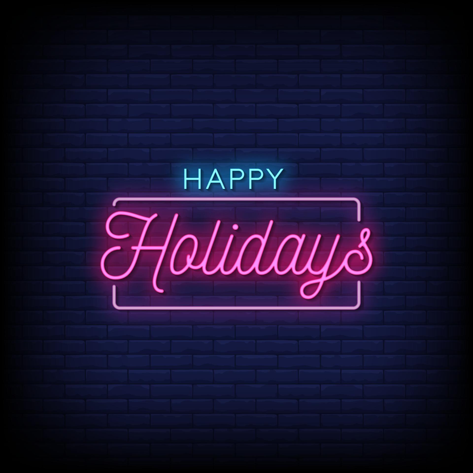 Happy Holidays Neon Signs Style Text Vector 2185858 Vector Art at Vecteezy