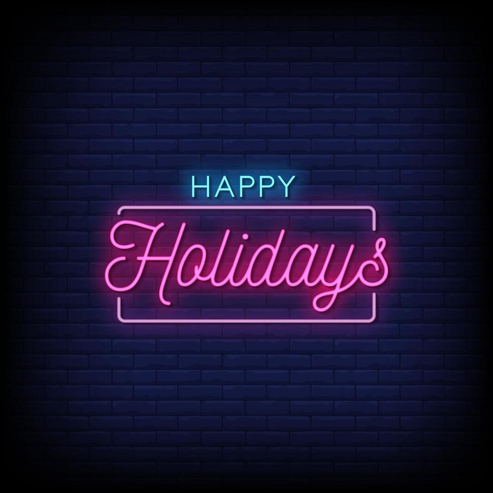 Happy Holidays Neon Signs Style Text Vector