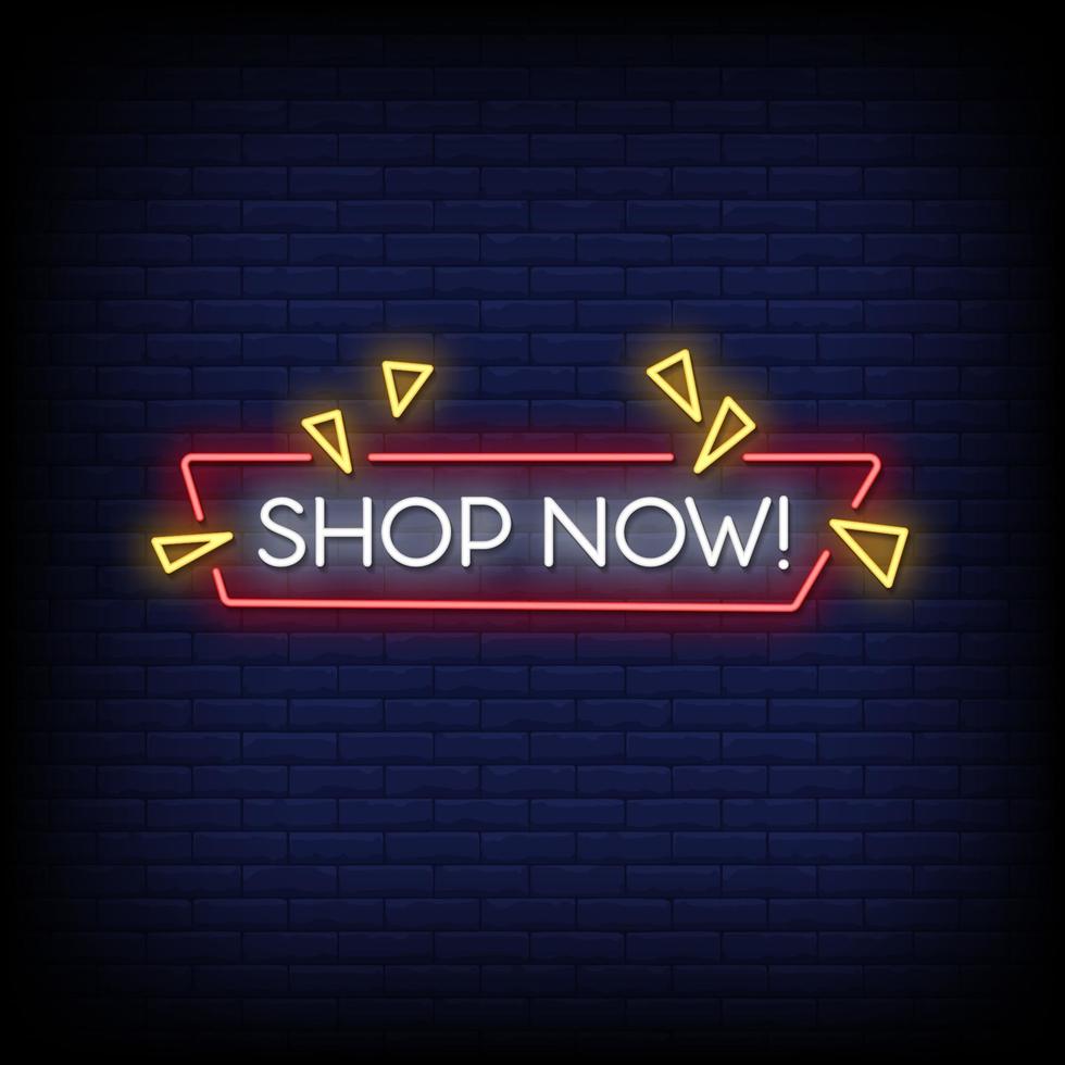 Shop Now Neon Signs Style Text Vector