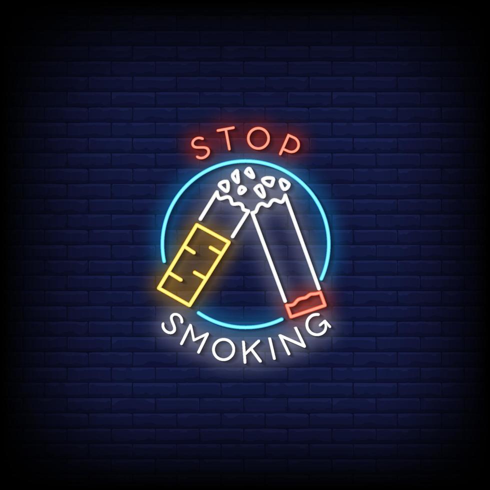 Stop Smoking Neon Signs Style Text Vector