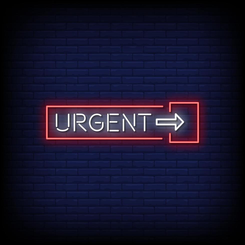 Urgent Neon Signs Style Text Vector