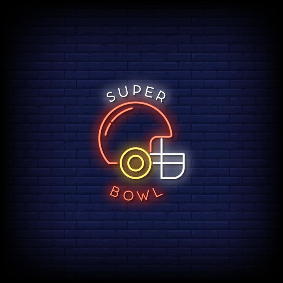 Super Bowl Neon Signs Style Text Vector