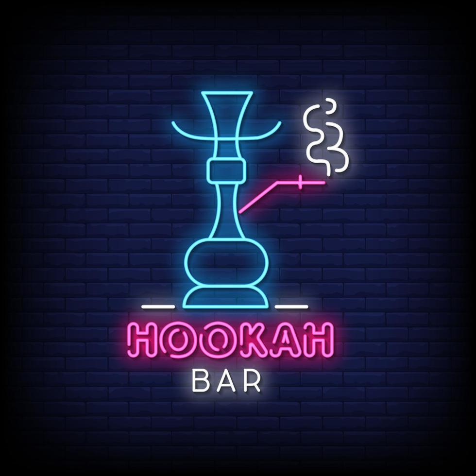 Hookah Bar Neon Signs Style Text Vector