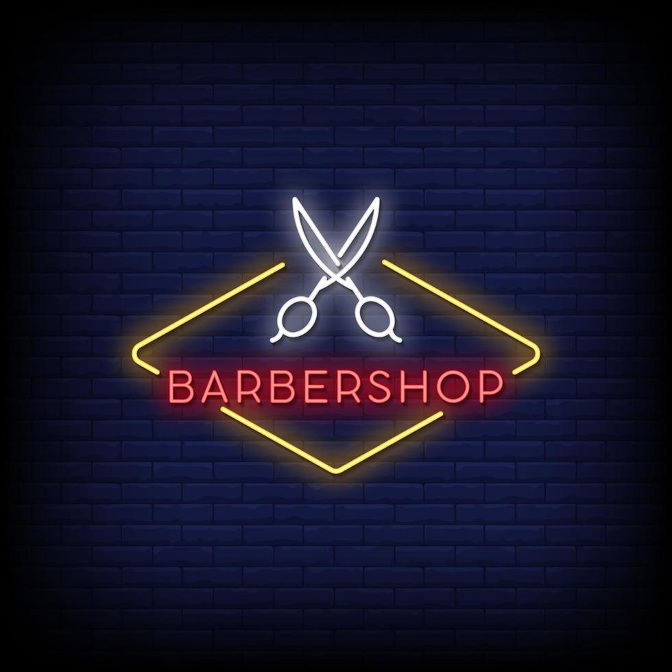 Barber Shop Neon Signs Style Text Vector