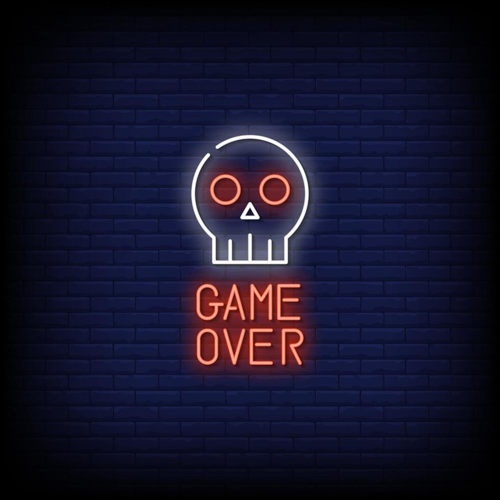 Game Over Neon Signs Style Text Vector