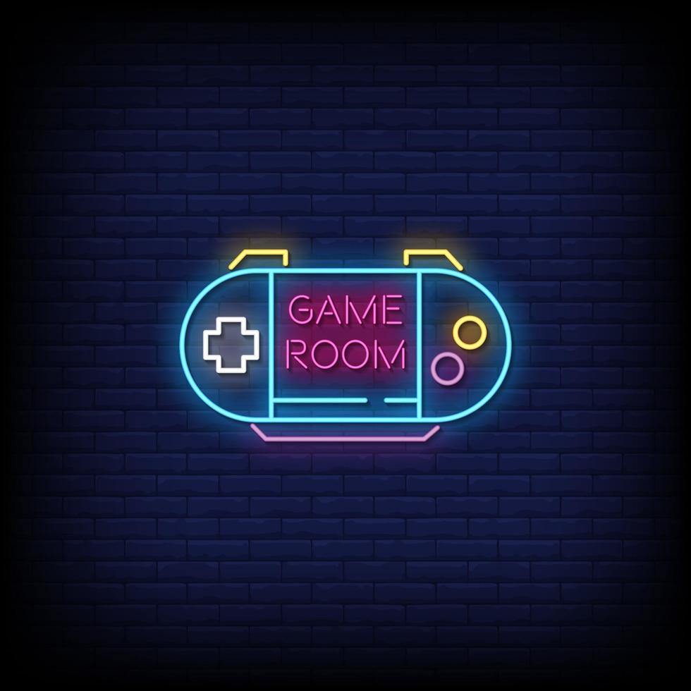 Game Room Neon Signs Style Text Vector