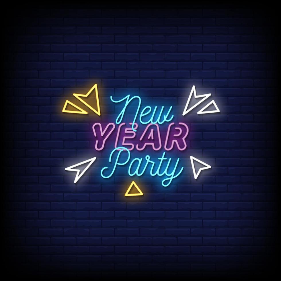 New Year Party Neon Signs Style Text Vector