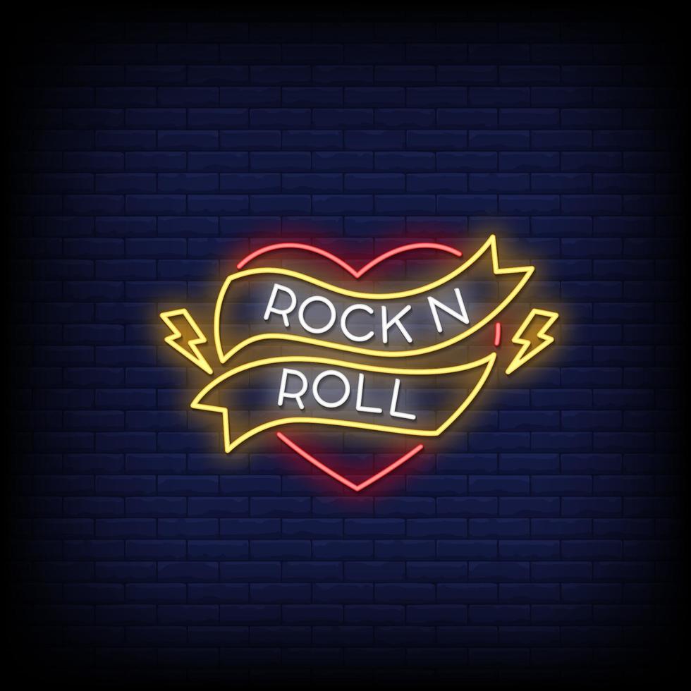 vector de texto de estilo de letreros de neón de rock and roll