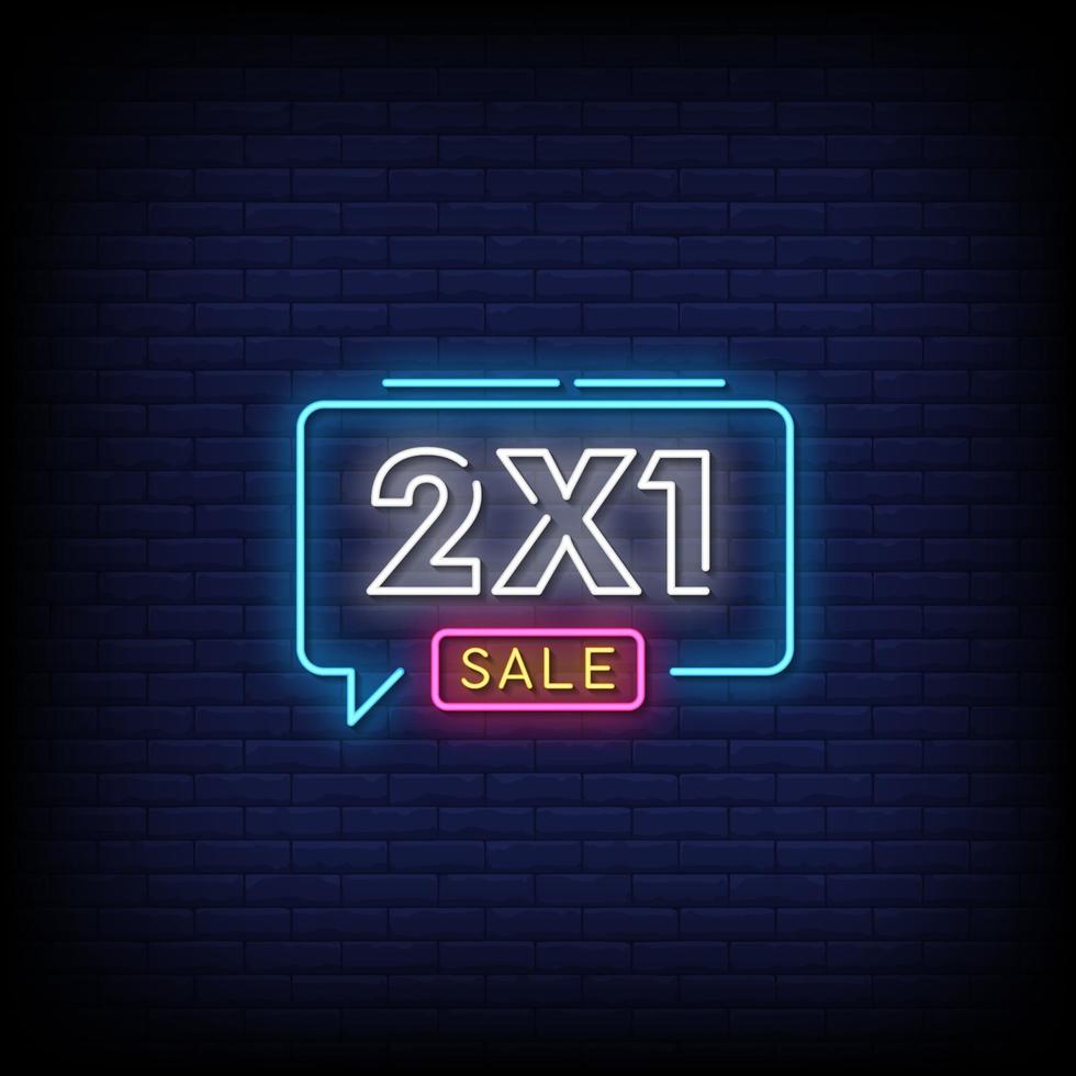 2x1 Sale Neon Signs Style Text vector