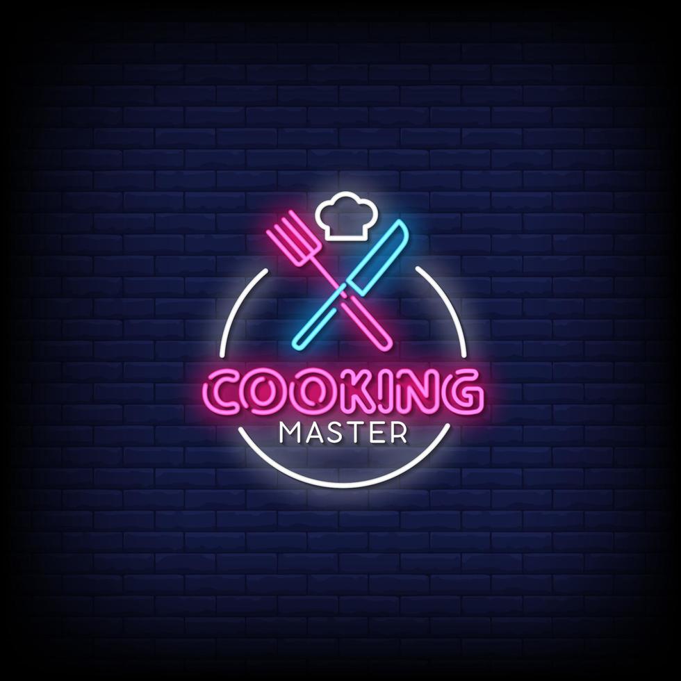 Cooking Master Neon Signs Style Text Vector