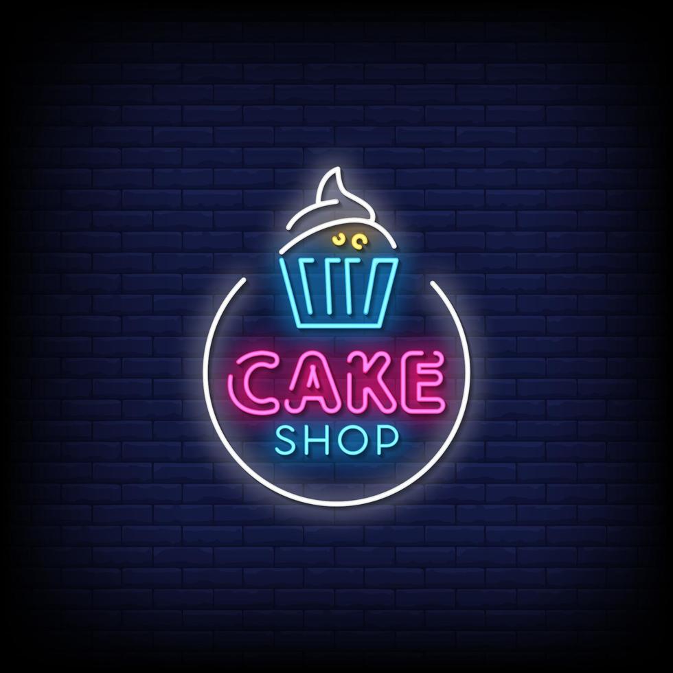 Cake Shop Neon Signs Style Text Vector