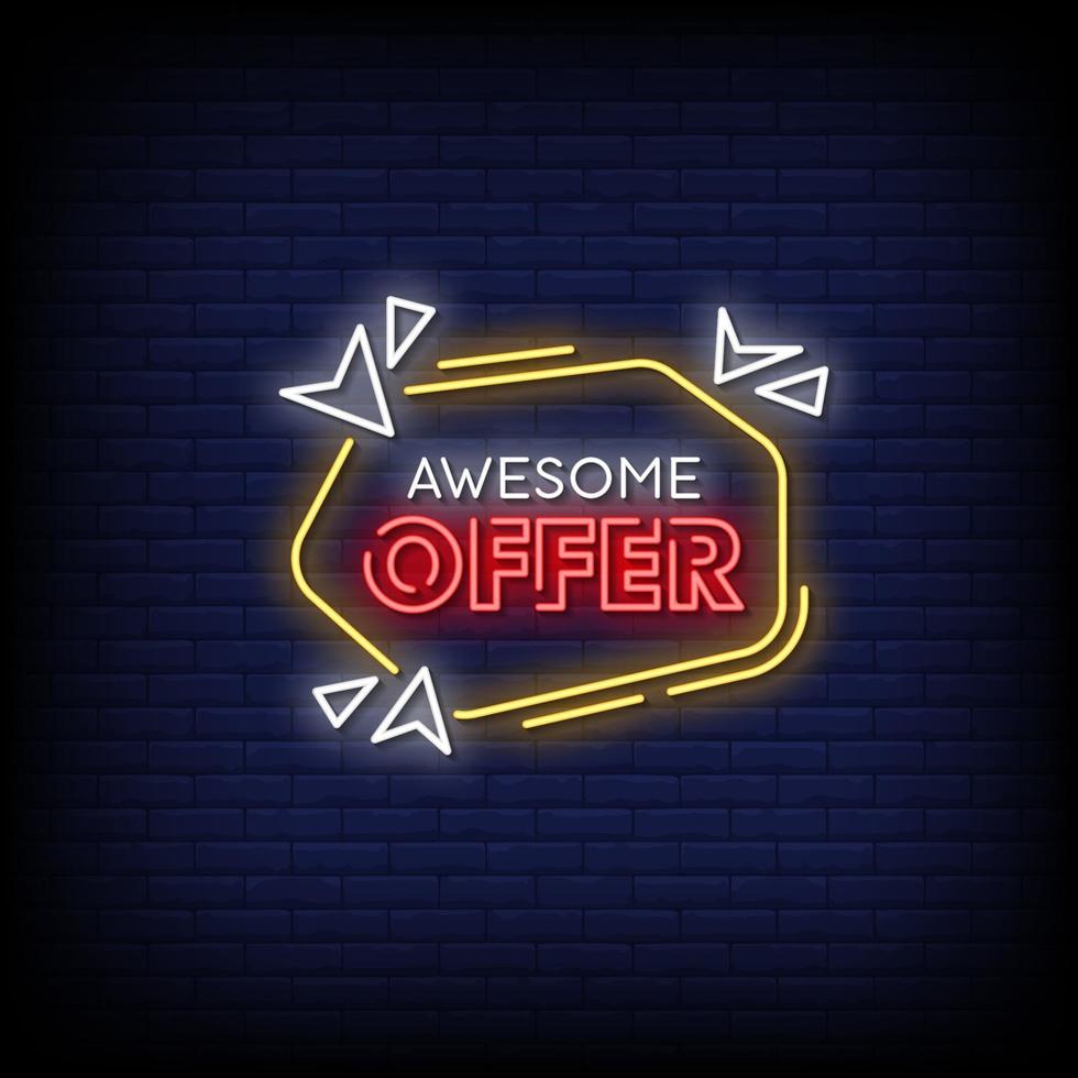 Awesome Offer Neon Signs Style Text Vector