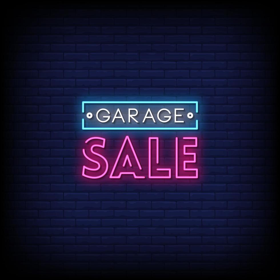 Garage Sale Neon Signs Style Text Vector