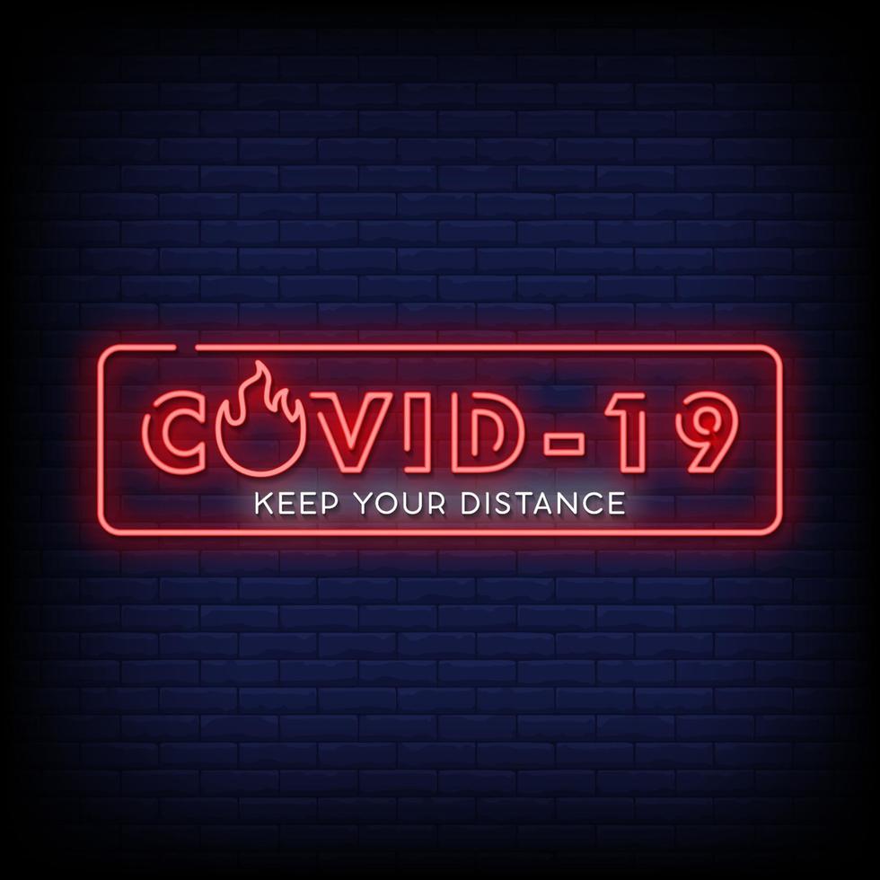 Covid 19 Neon Signs Style Text Vector