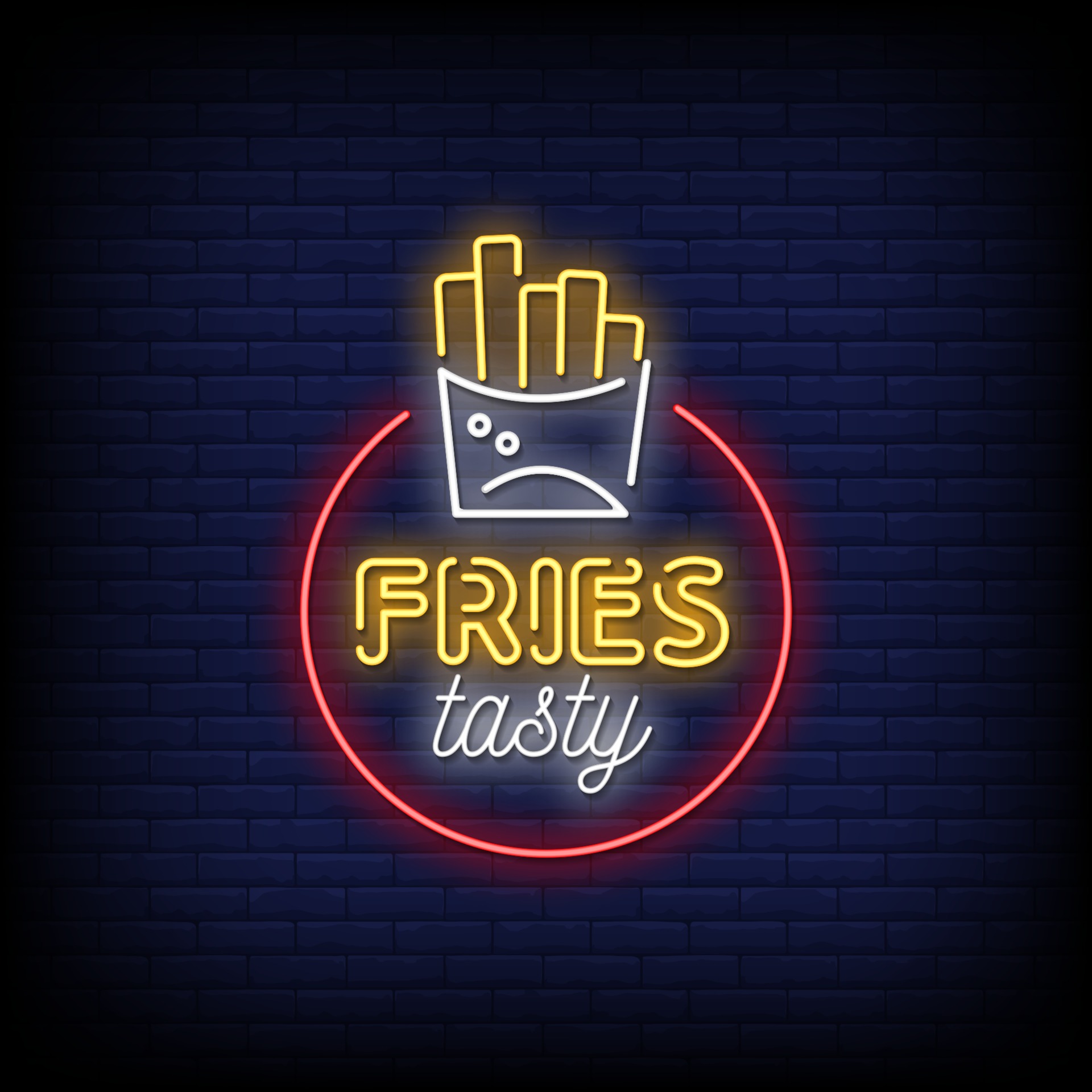 Fries Tasty Neon Signs Style Text Vector 2185959 Vector Art at Vecteezy