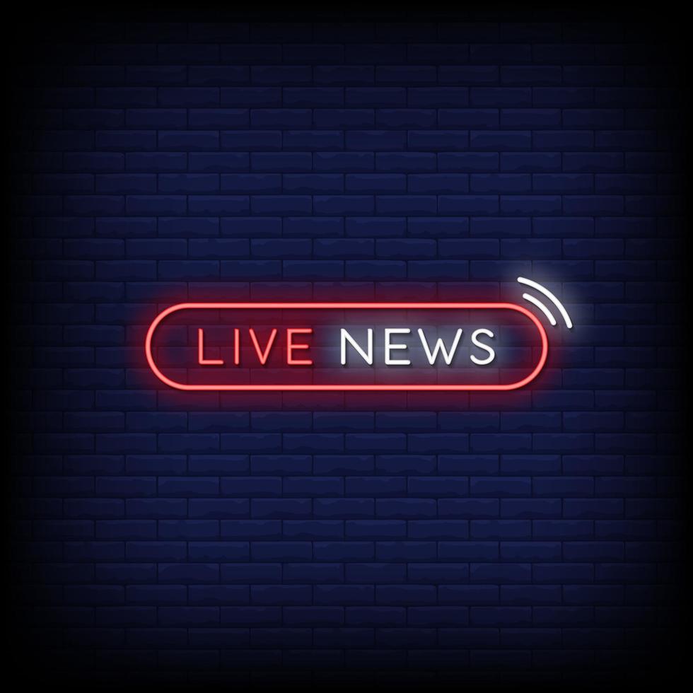 Live News Neon Signs Style Text Vector