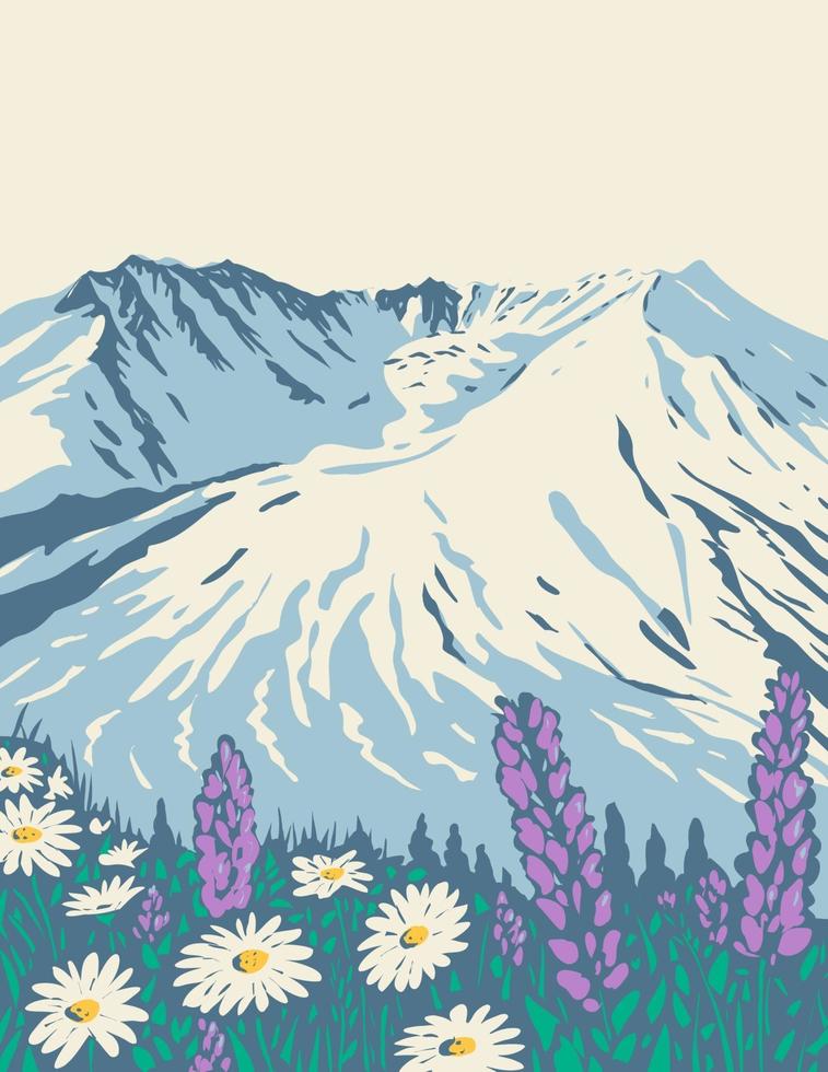 The Mount St Helens National Volcanic Monument Within Gifford Pinchot National Forest in Washington State WPA Poster Art vector