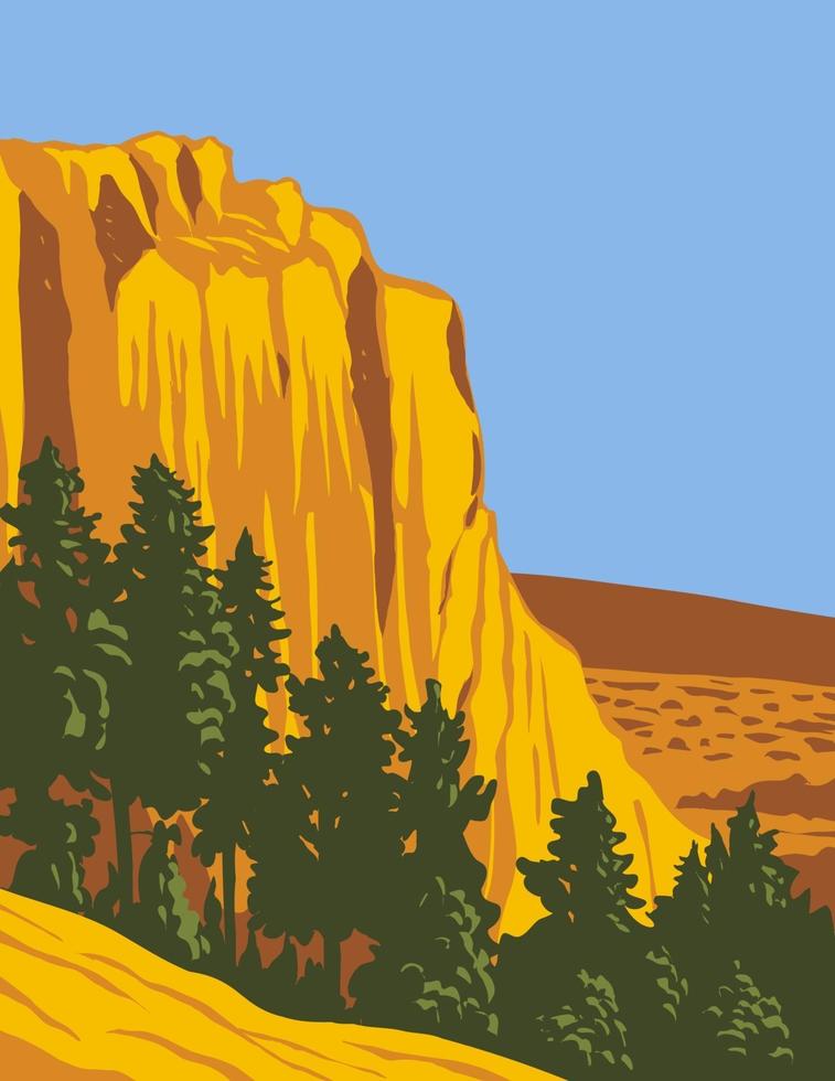 The Sandstone Bluff of El Morro National Monument in Cibola County, New Mexico WPA Poster Art vector