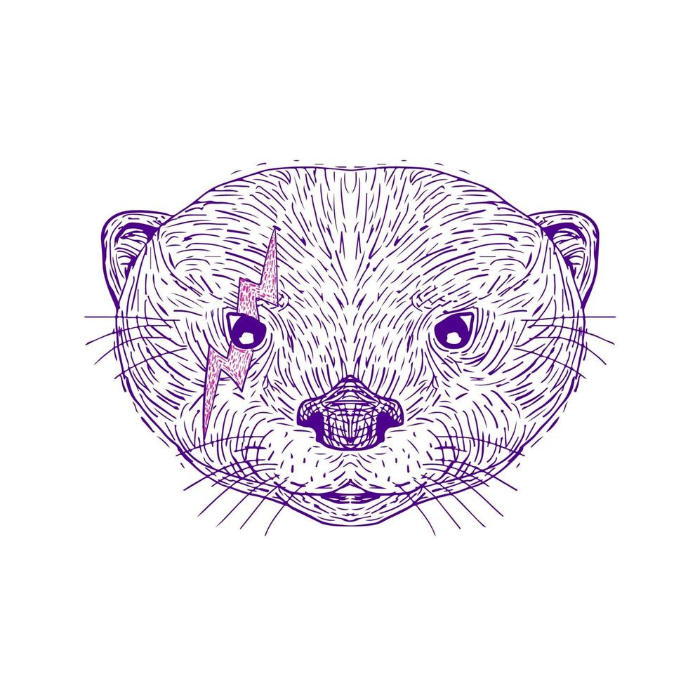 Otter Head Lightning Bolt Drawing vector