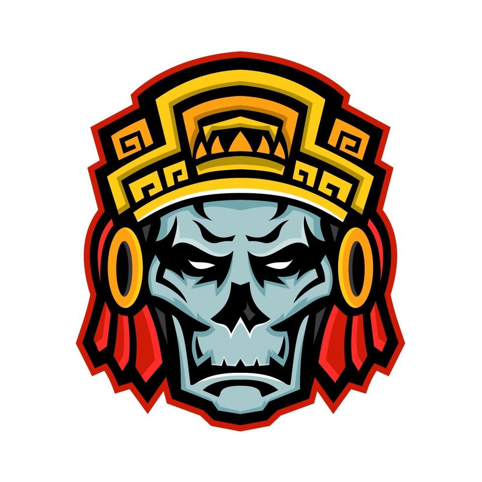 Aztec Warrior Skull Mascot vector