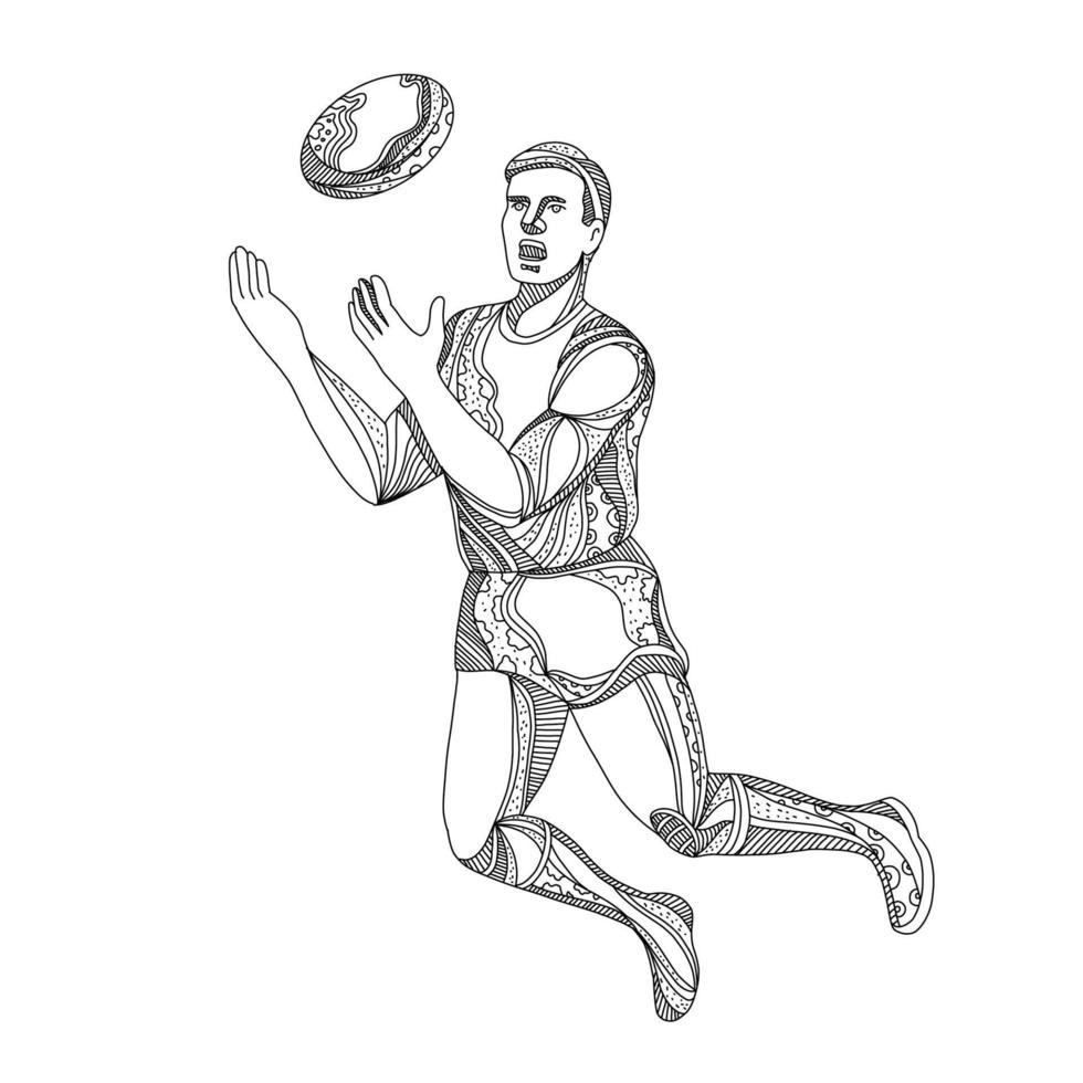Aussie Rules Football Player Jumping Doodle vector