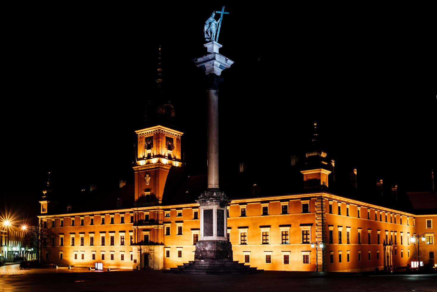 Warsaw, Poland 2017- Tourist area of the old town in night Warshawa photo