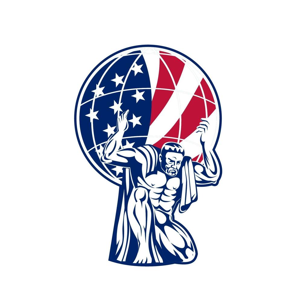 Atlas carrying globe with USA flag vector