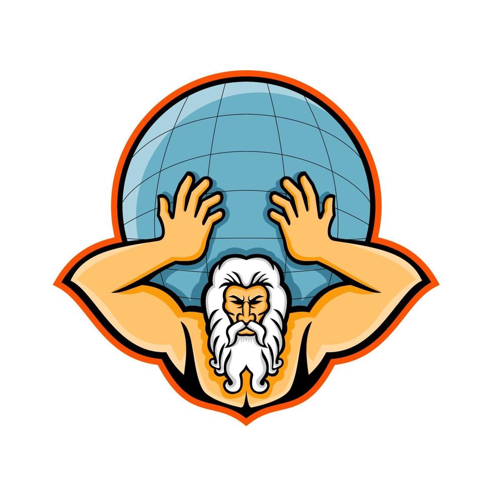 Atlas lifting globe mascot vector