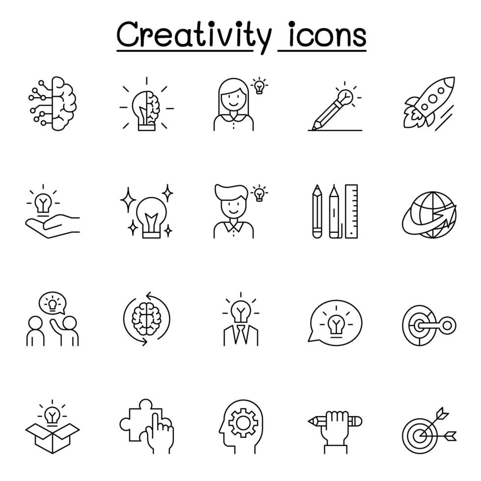 Creative icons set in thin line style vector