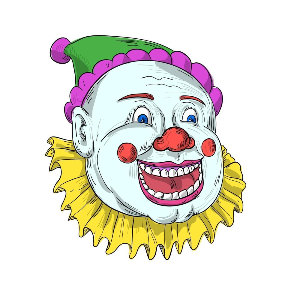 Vintage Circus Clown Smiling Drawing vector