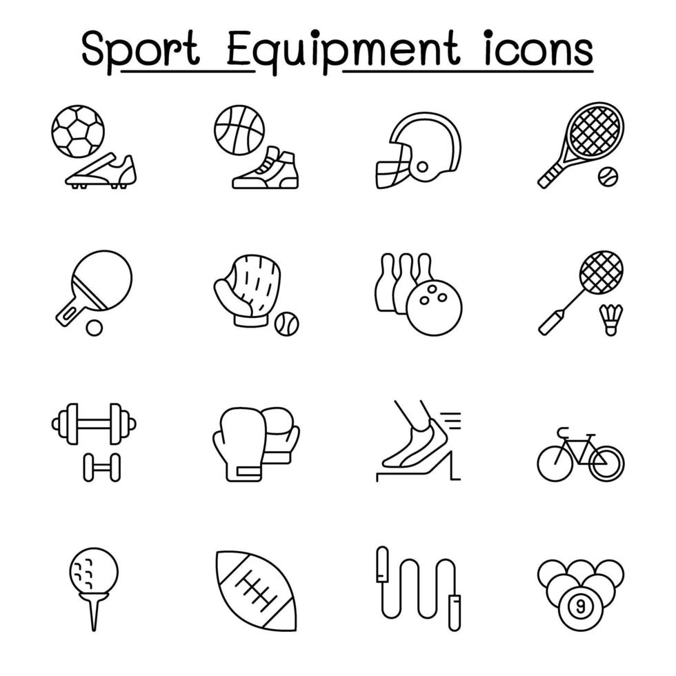iconos de equipos deportivos en estilo de línea fina vector