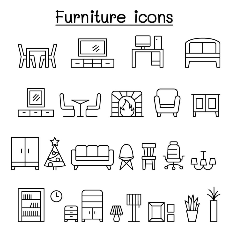 icono de muebles en estilo de línea fina vector