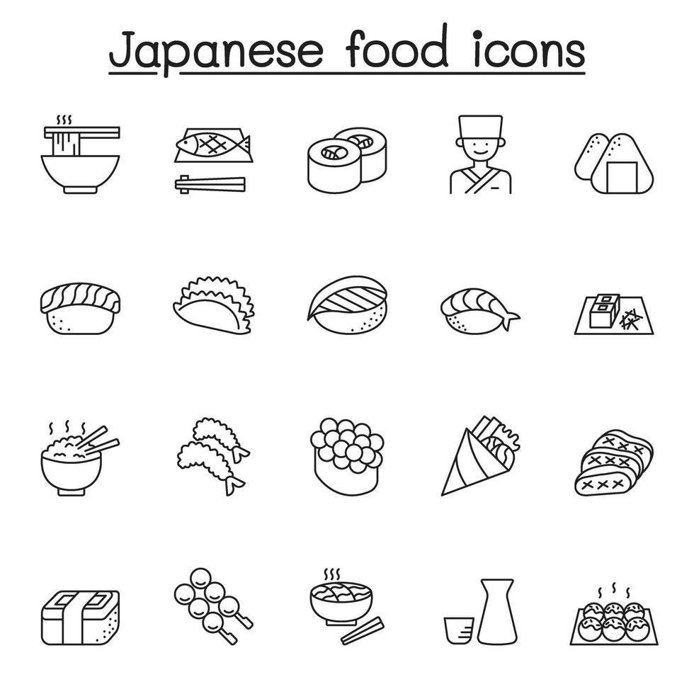 icono de línea de comida japonesa vector