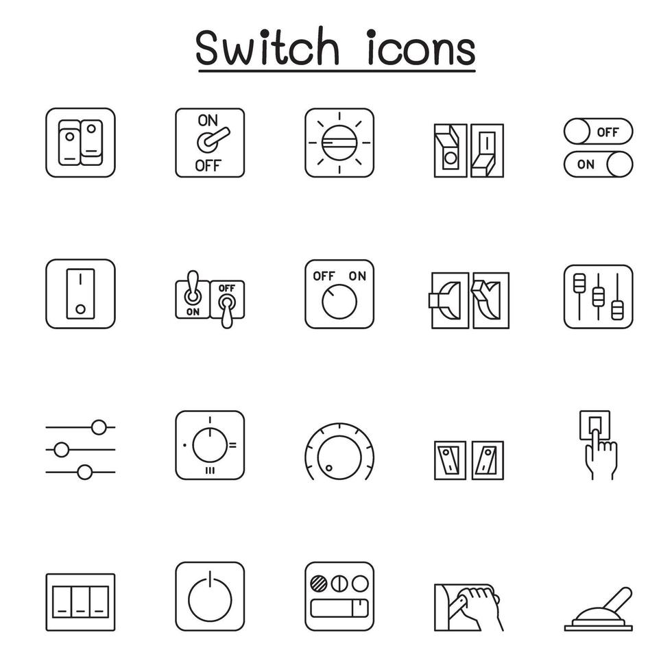 Switch icon set in thin line style vector