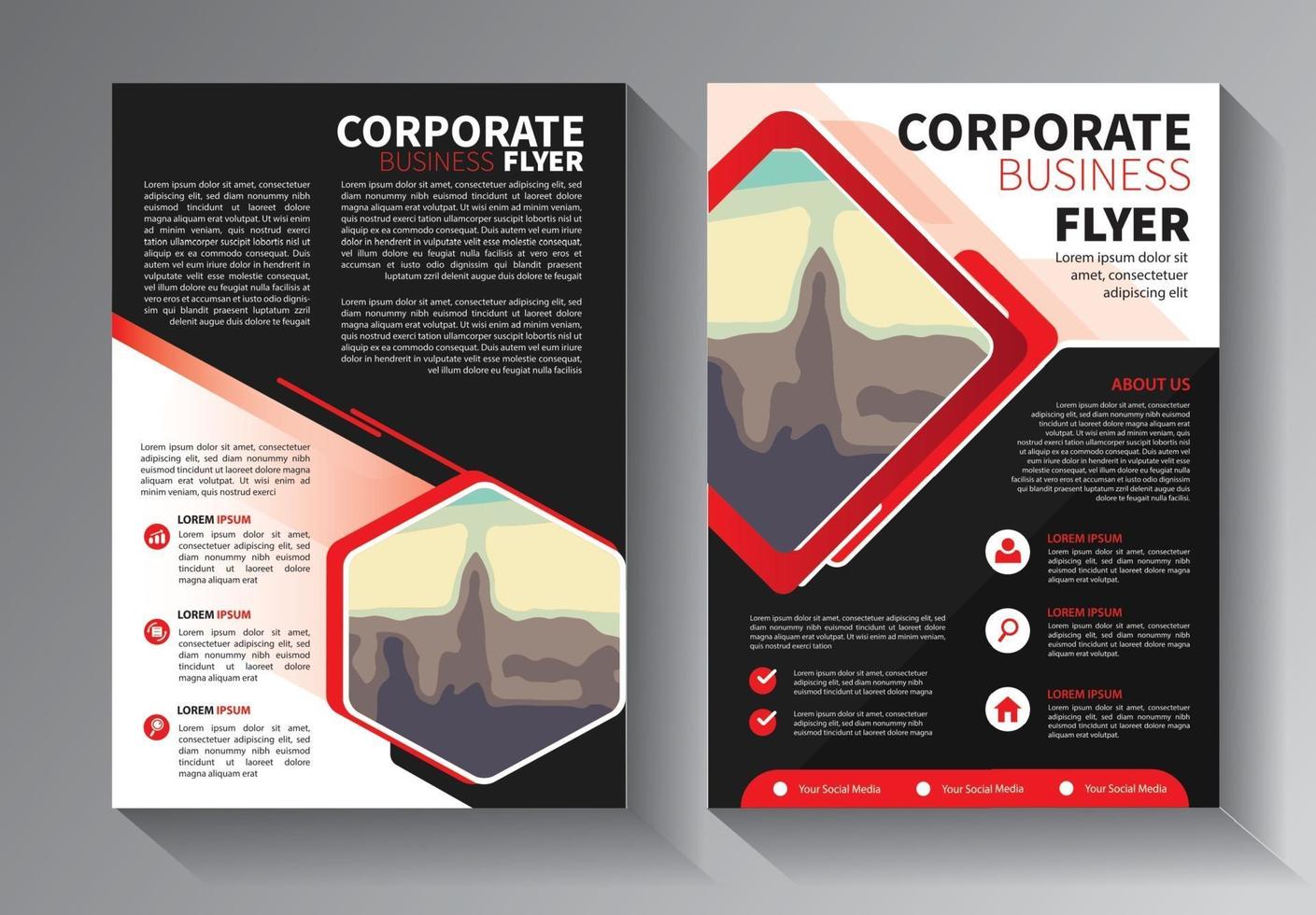 red flyer business template set vector