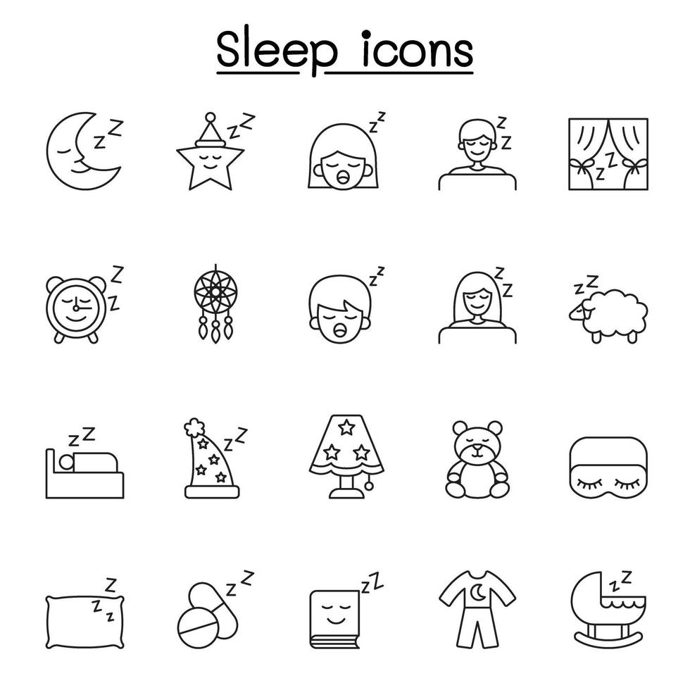 Sleep icons set in thin line style 2186328 Vector Art at Vecteezy