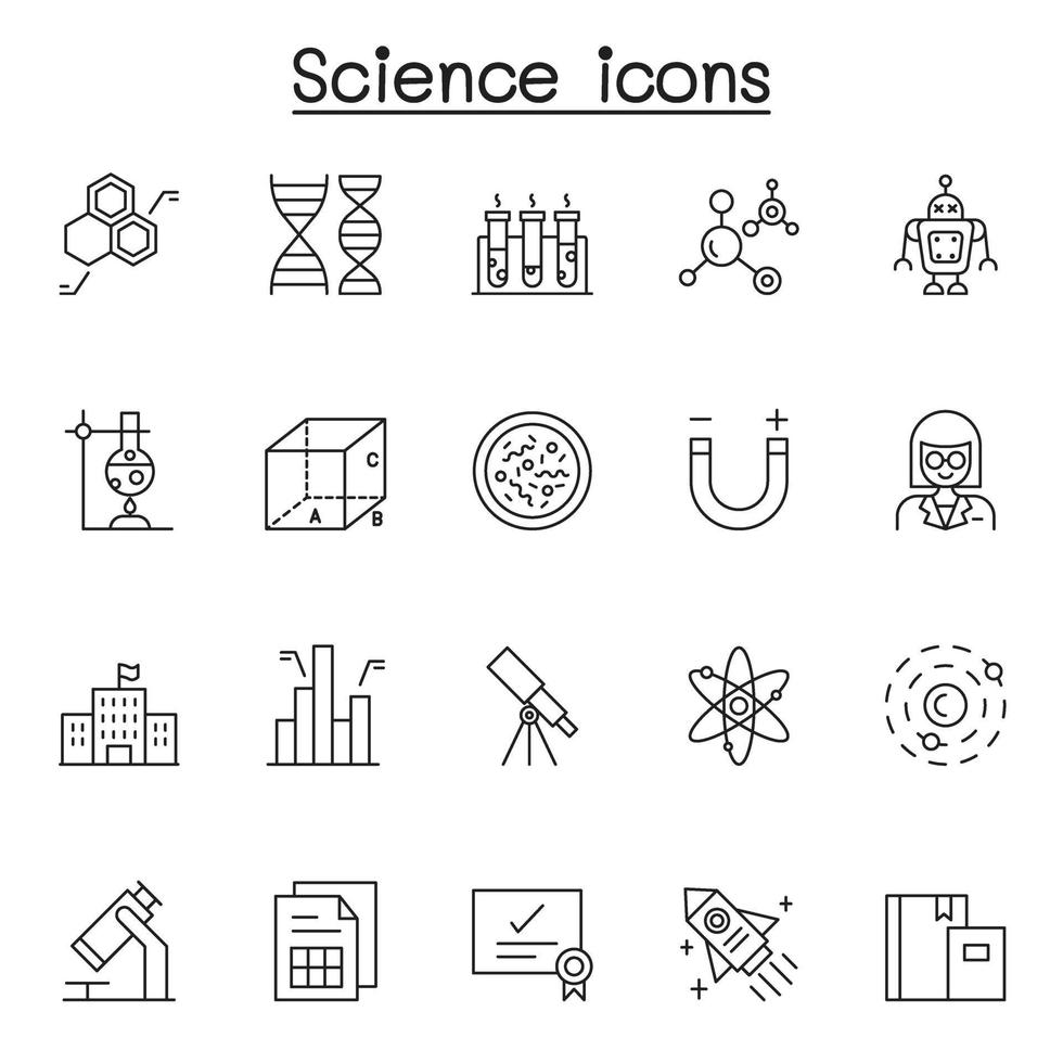 icono de ciencia en estilo de línea fina vector