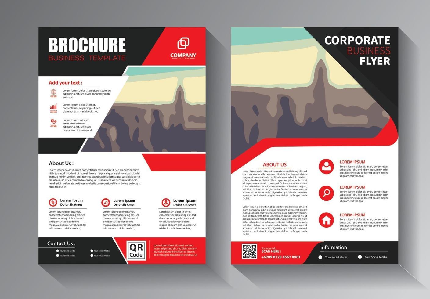 red flyer business template set vector