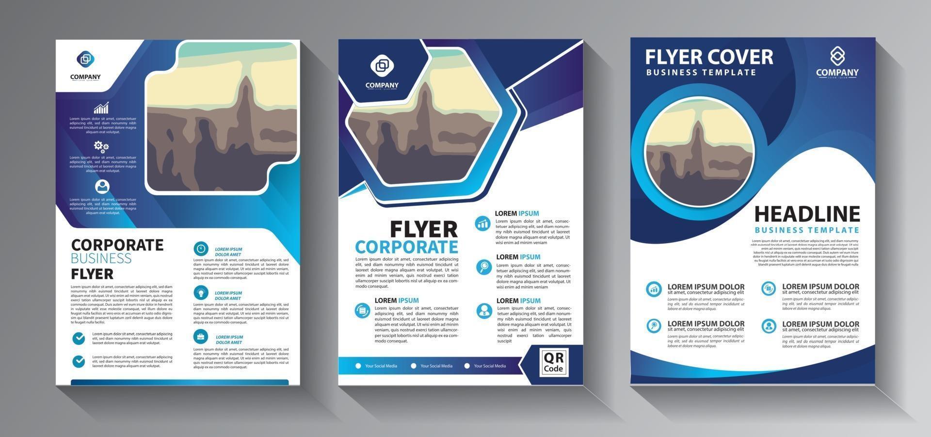 blue flyer business template collection vector
