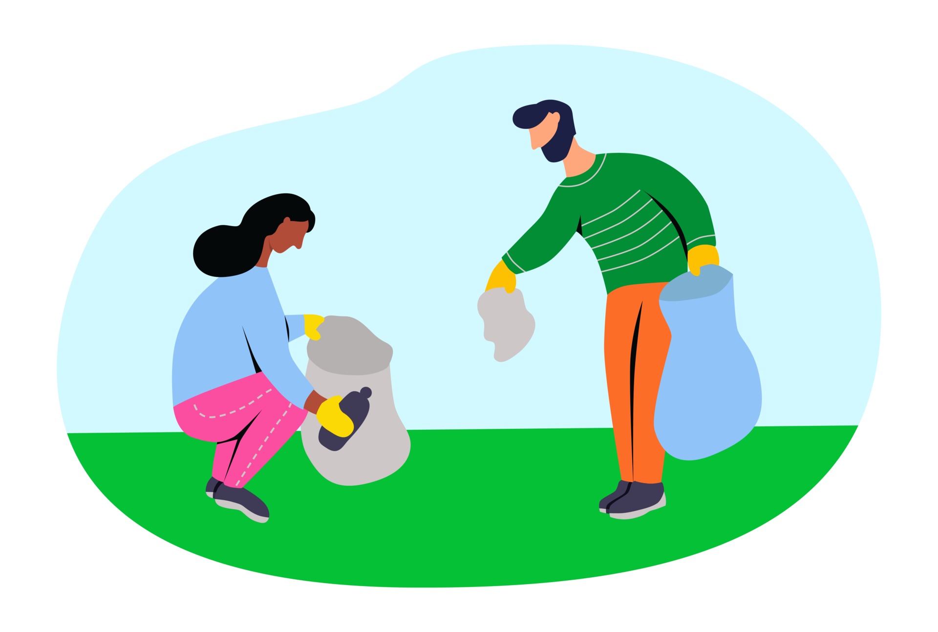 Don t pick up the trash. Volunteering Cleaning illustration. Pick up Garbage. Волонтеры убирают листвы вектор клипарт.