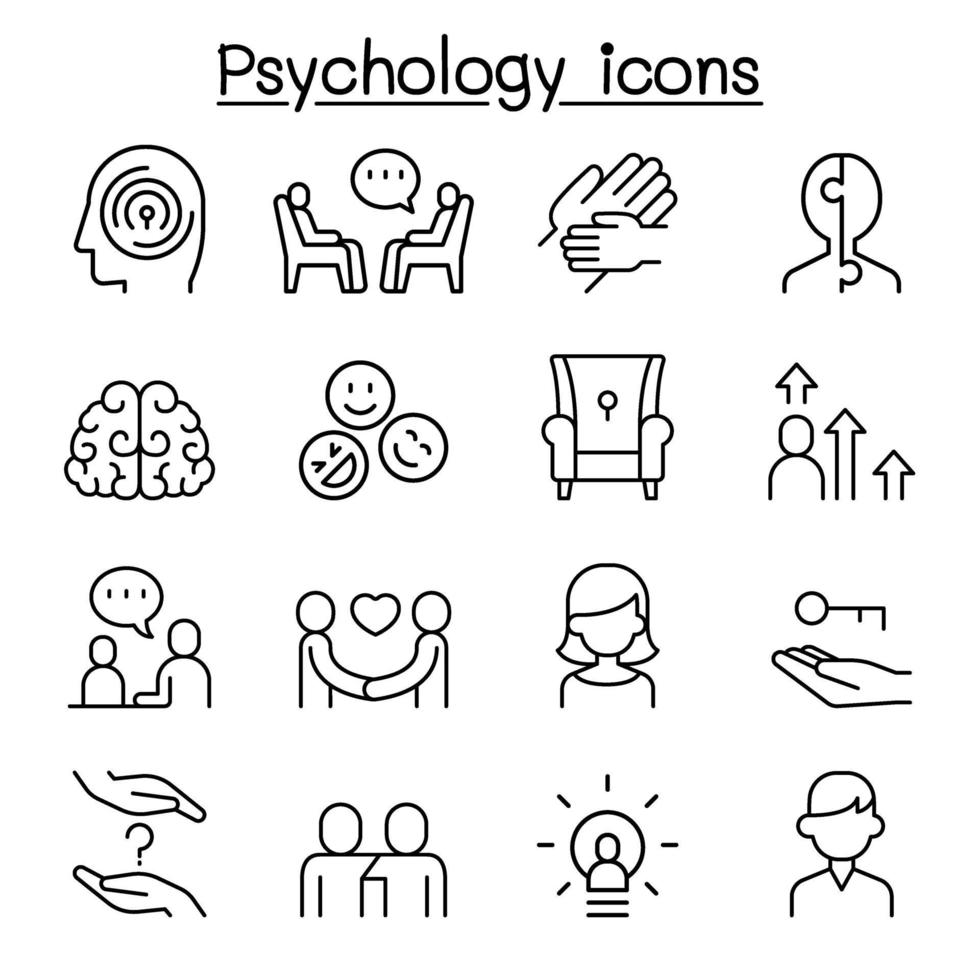 Psychology icon set in thin line style vector