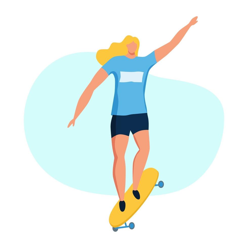 Young woman skateboarding vector