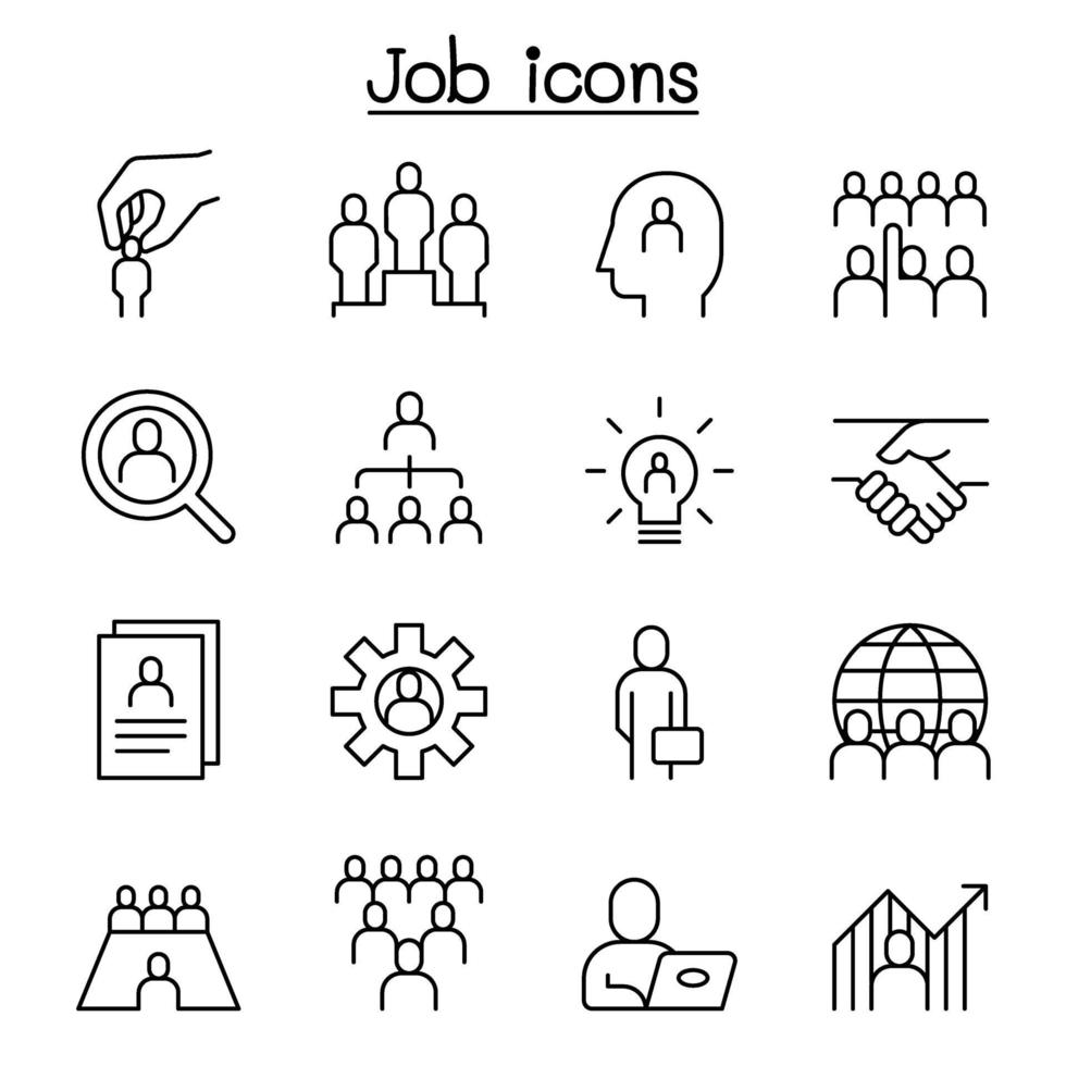 human resources icon set in thin lines style vector