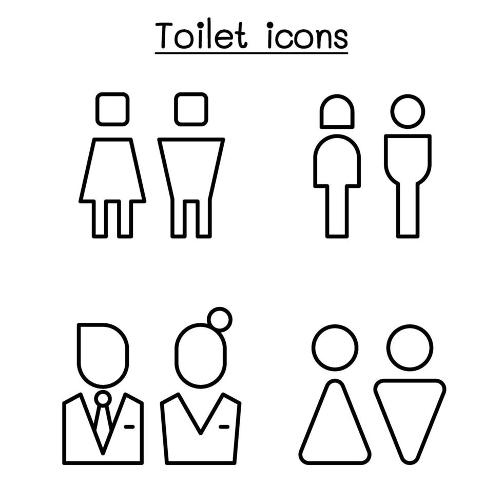 Toilet icon set in thin line style vector
