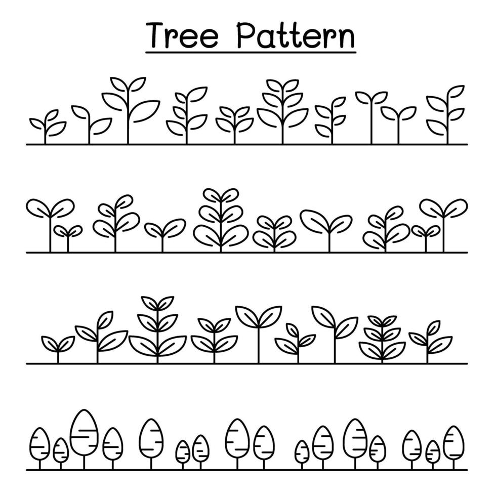 Pequeño paisaje de patrón de árbol, diseño gráfico de ilustración de vector de fondo de arbusto