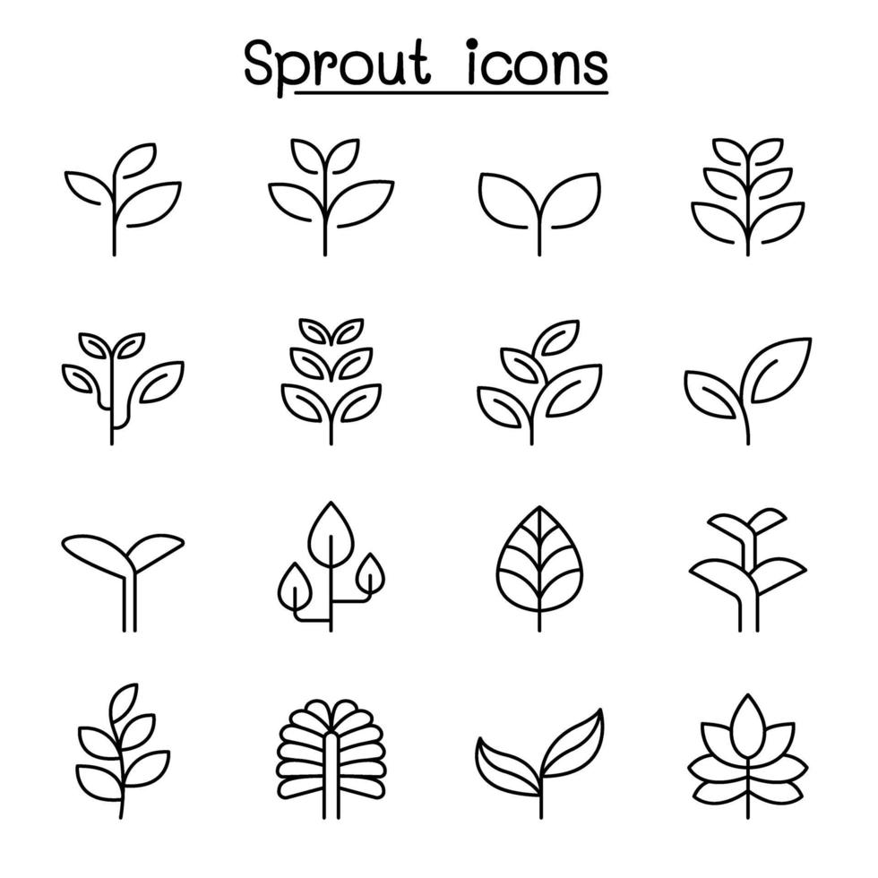 Sprout icon set in thin line style vector