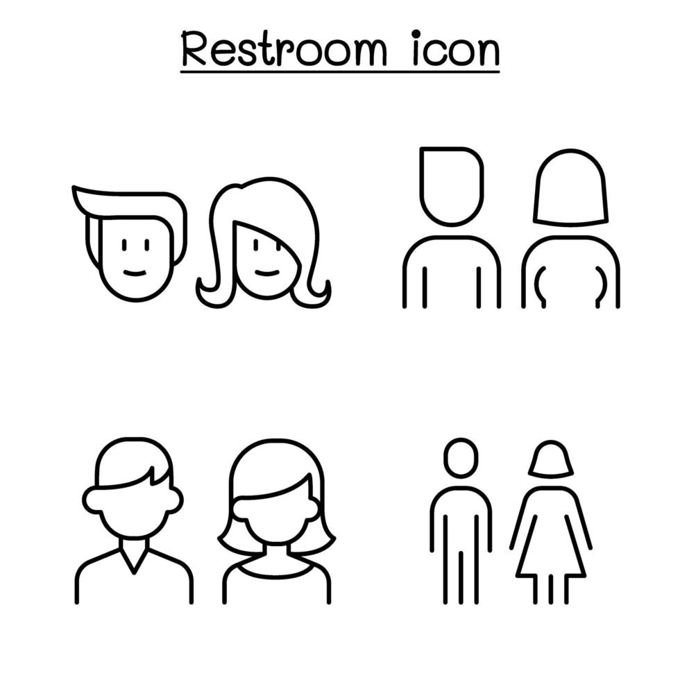 Modern Toilet, restroom, bathroom symbol set in thin line style vector