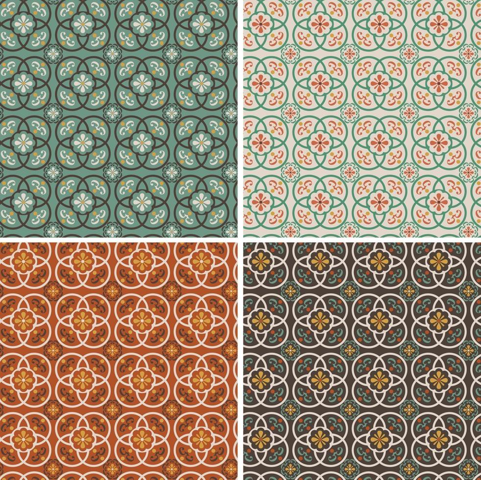 patrones de mosaico de vector ornamentado transparente