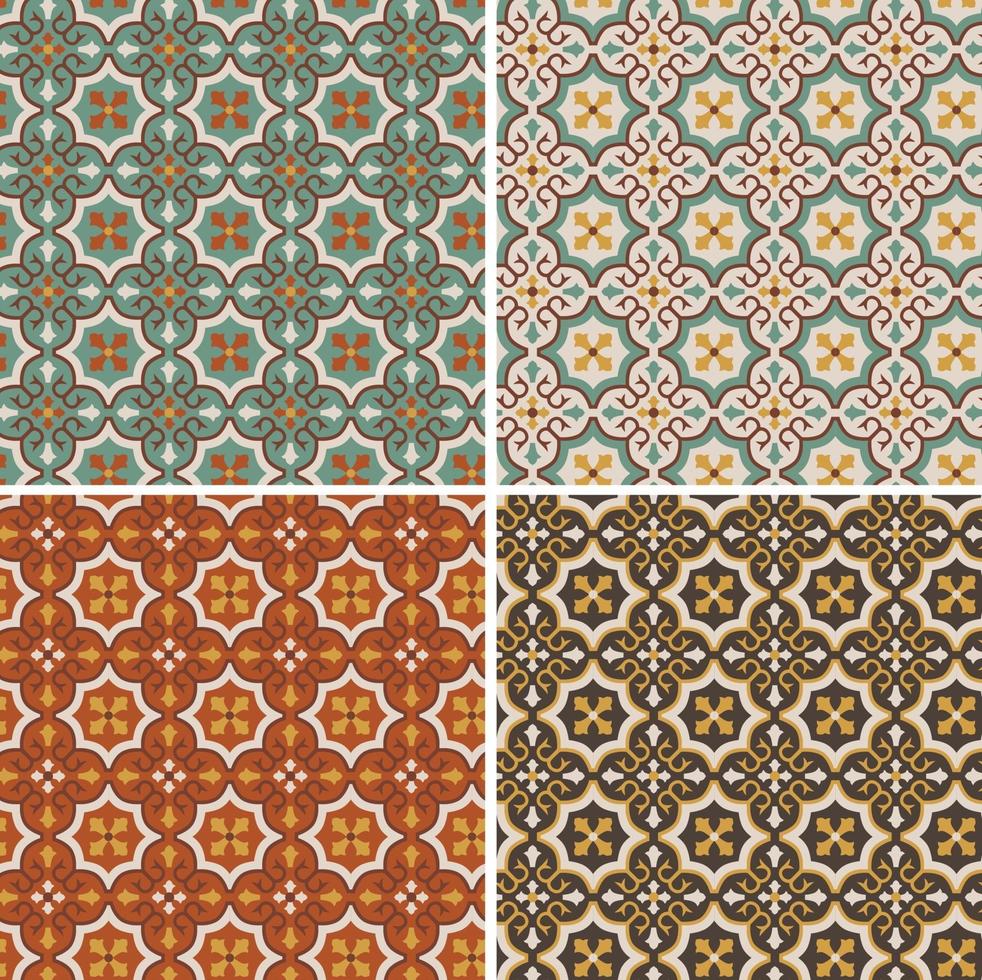 seamless ornate geometric vector tile patterns