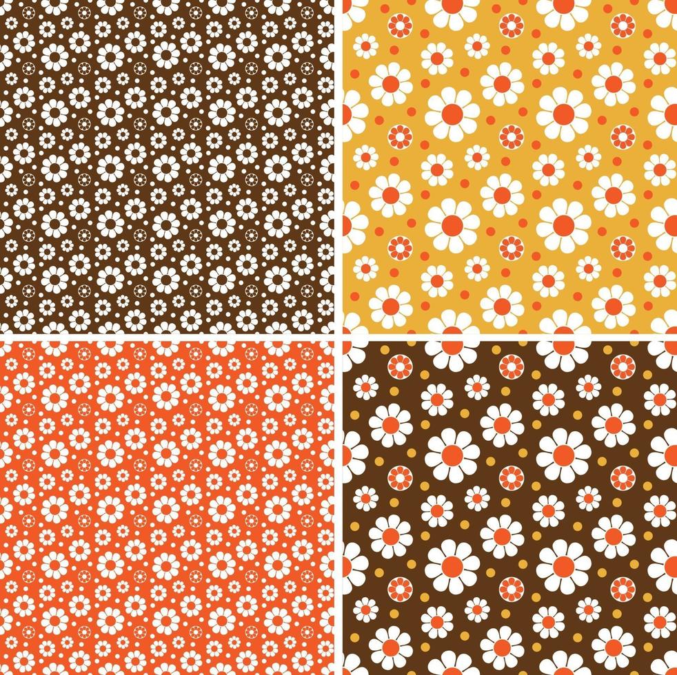 mod seamless daisy vector patrones naranja amarillo marrón